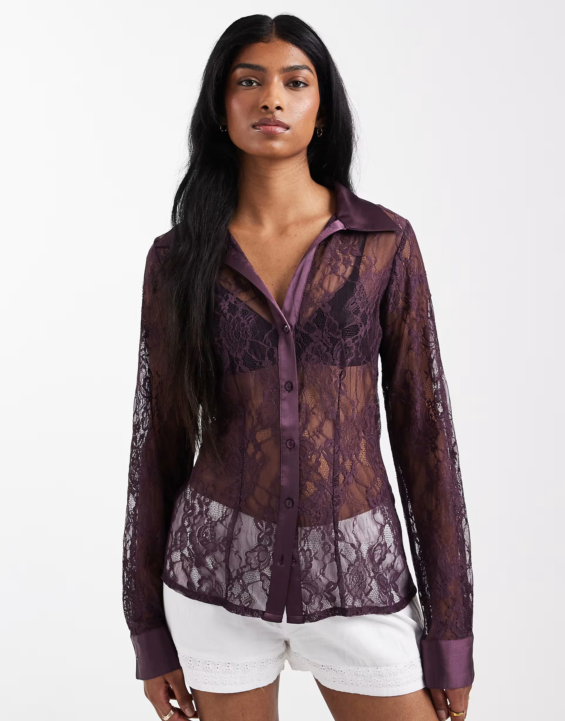 Miss Selfridge fitted lace shirt | ASOS (Global)