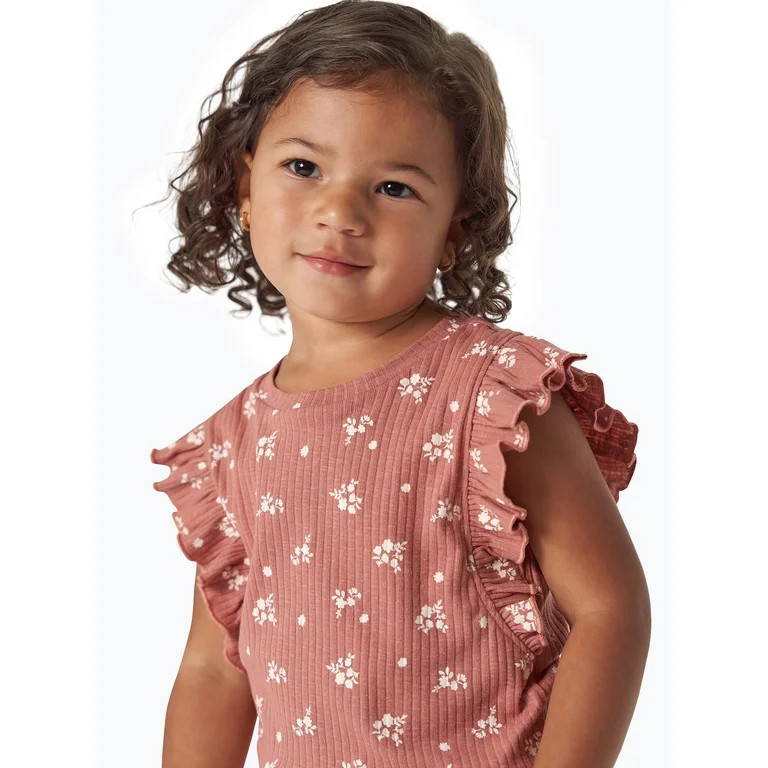 Modern Moments By Gerber Toddler Girl Organic Ruffled Sleeve Top, Sizes 12M-5T - Walmart.com | Walmart (US)