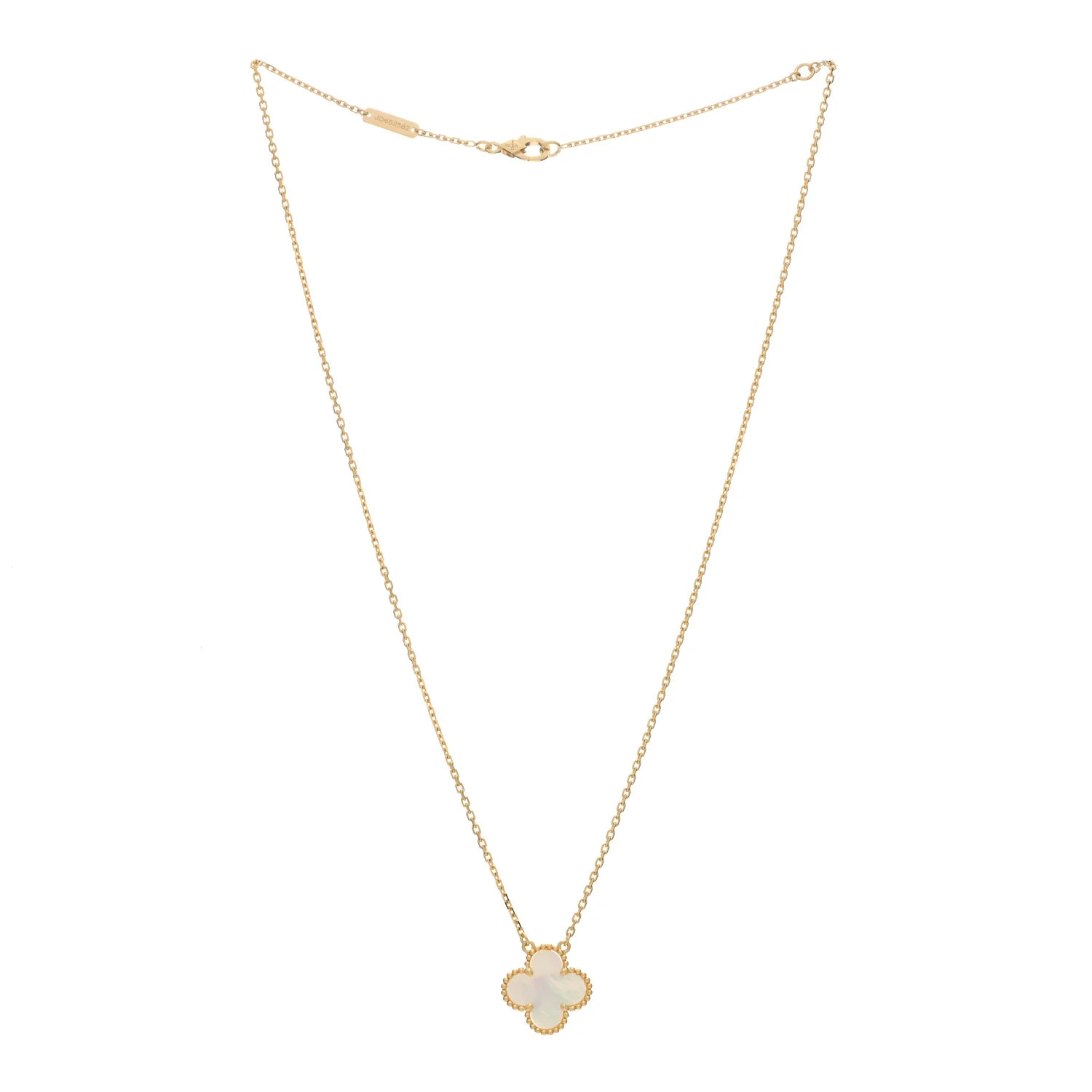 18K Yellow Gold Mother of Pearl Vintage Alhambra Pendant Necklace | FASHIONPHILE (US)