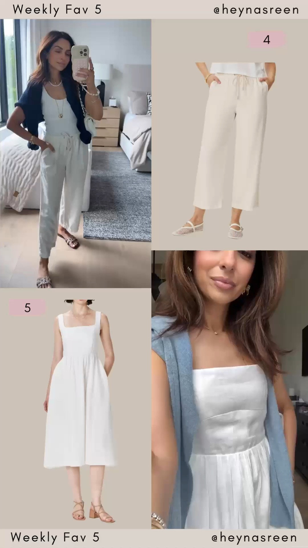 Fav 5:
#4: Splendid pants, so comfy I’m wearing an XS. 
#5: Quince linen dress, I’m wearing an XS, the perfect dress for a summer capsule wardrobe.