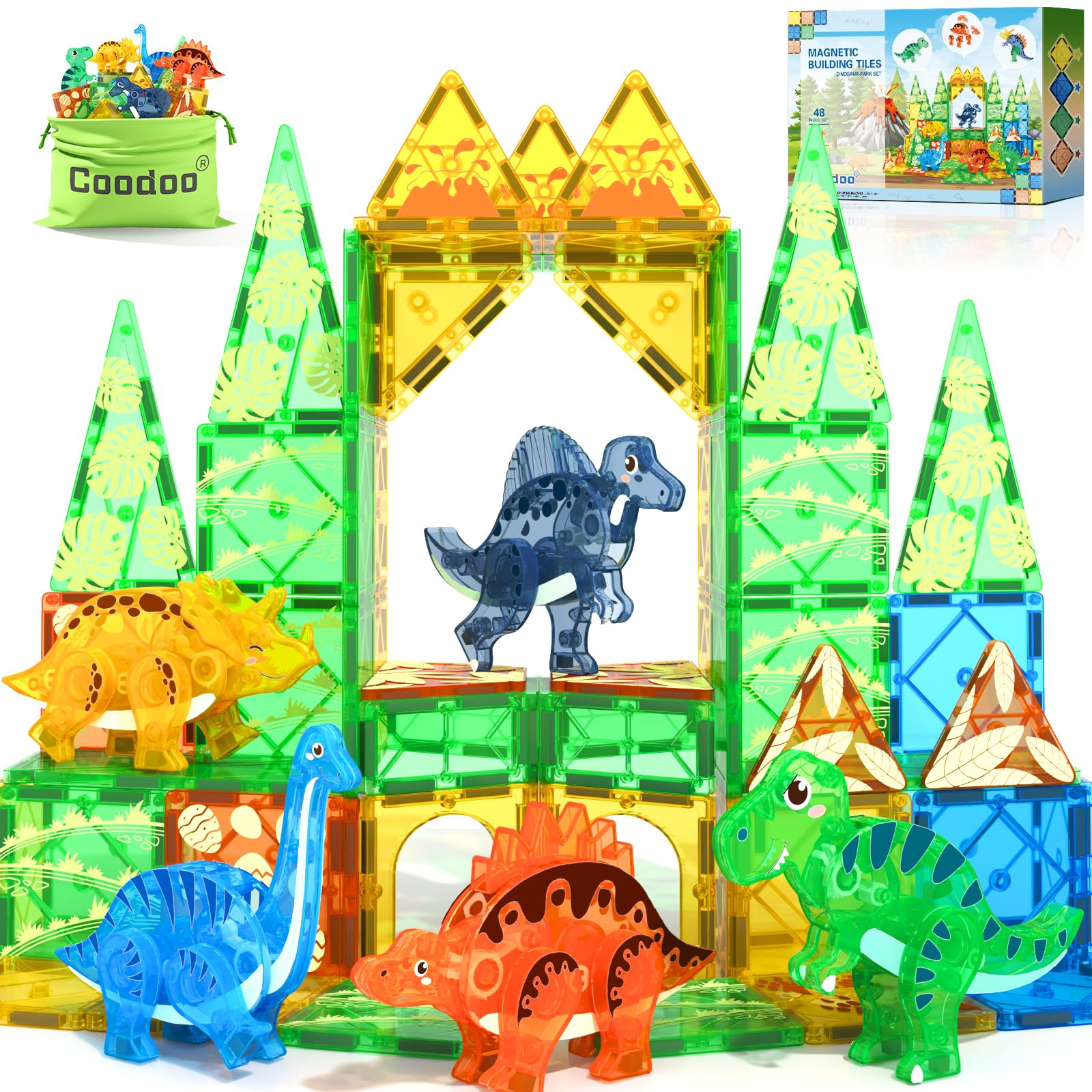 Dinosaur Toys Magnetic Tiles 3D Movable Dinos for Kids 3-5 5-7 Toddler Outdoor Sensory Toys, STEM... | Amazon (US)