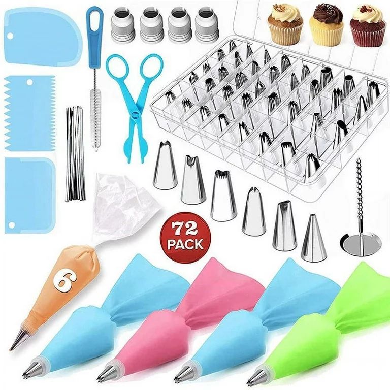 Novashion Piping Bags and Tips Set, 72 pcs Cake Decorating Supplies Kit,Cake Decorating with 20 F... | Walmart (US)