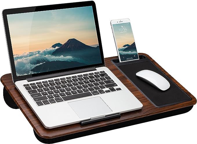 LapGear Home Office Lap Desk with Device Ledge, Mouse Pad, and Phone Holder - Espresso Woodgrain ... | Amazon (US)