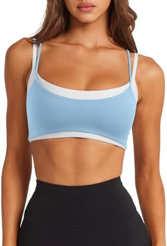 LASLULU Womens Double Layered Sports Bra Adjustable Spaghetti Straps Sexy Scoop Neck Wireless Pad... | Amazon (US)