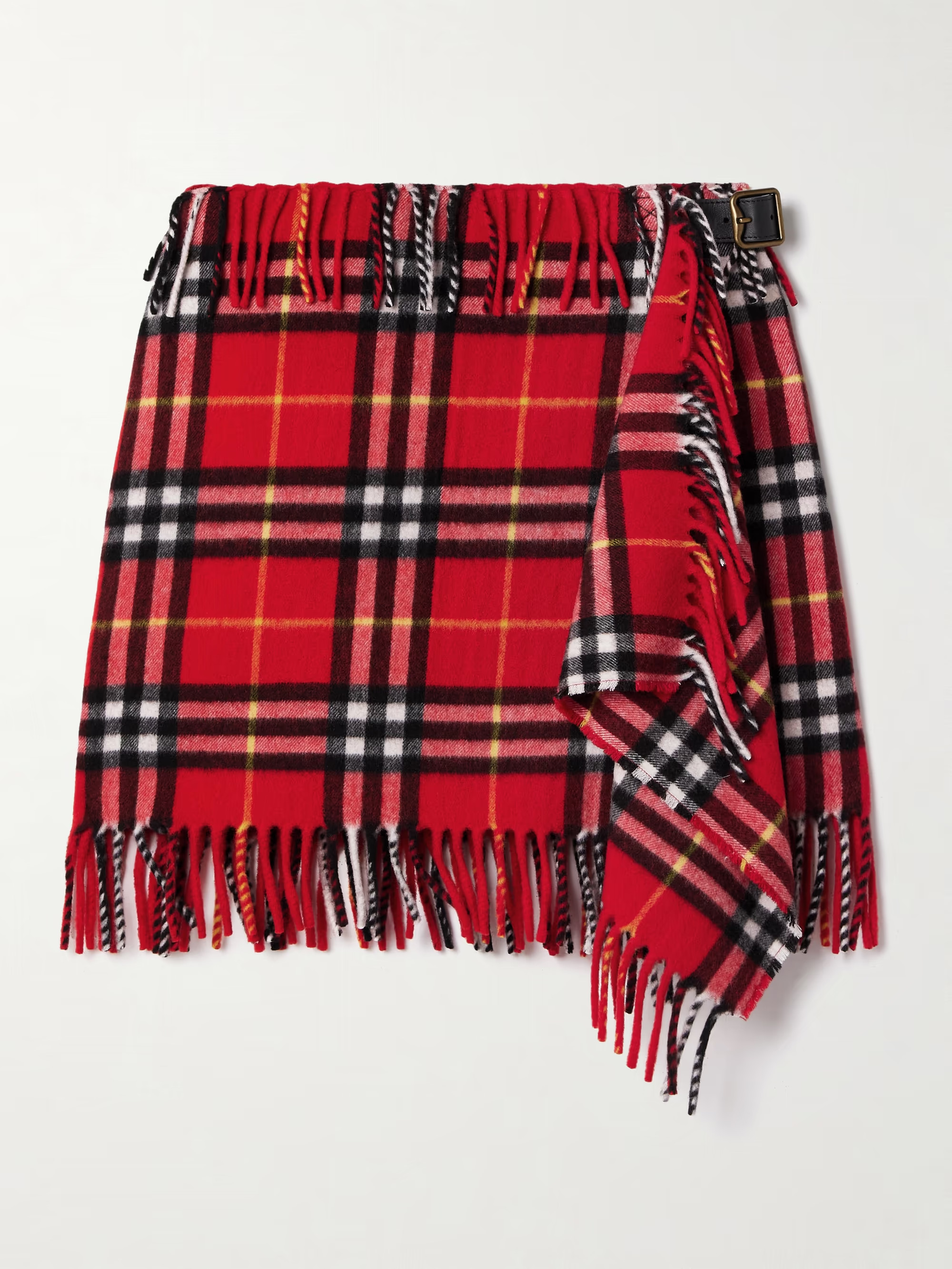 Fringed checked wool and cashmere-blend flannel mini wrap skirt | NET-A-PORTER (US)