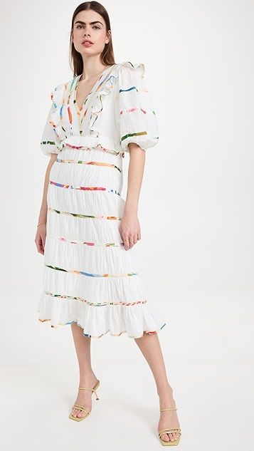 Mixed Off White Prints Midi Dress | Shopbop