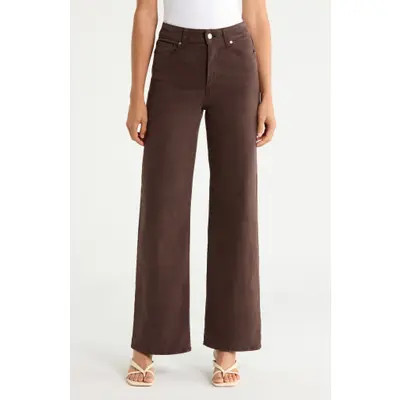 PAIGE Anessa High Waist Wide Leg Pants in Rich Chocolate at Nordstrom, Size 34 | Nordstrom
