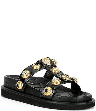 Orson Crystal Jewel Embellished Patent Leather Slide Sandals | Dillard's