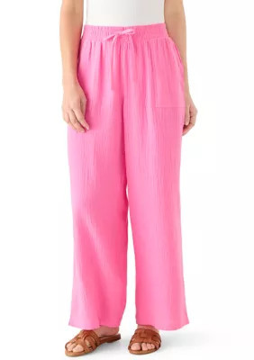 Kim Rogers Women's Gauze Pants with Slit Detail, Pink, Medium | Belk