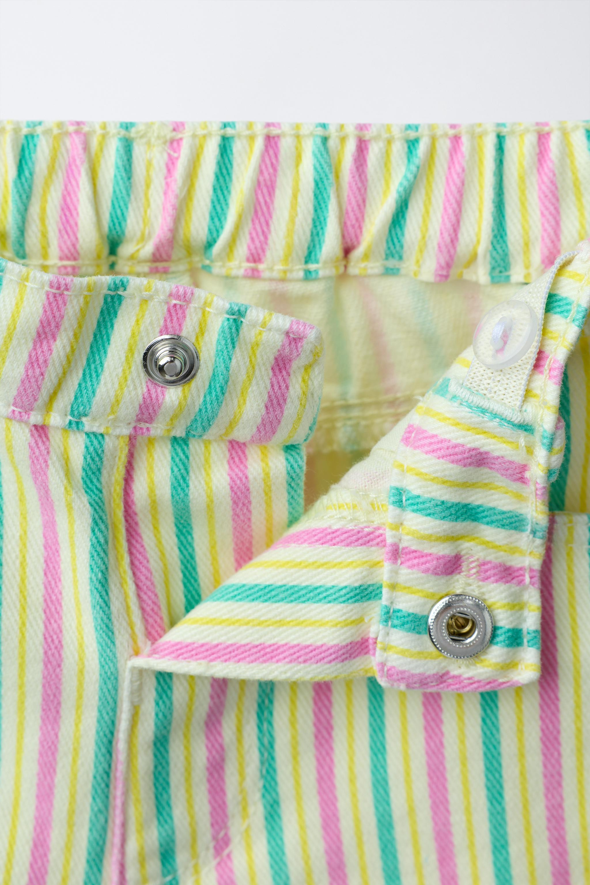 STRIPED MOM FIT TWILL SHORTS | Zara US
