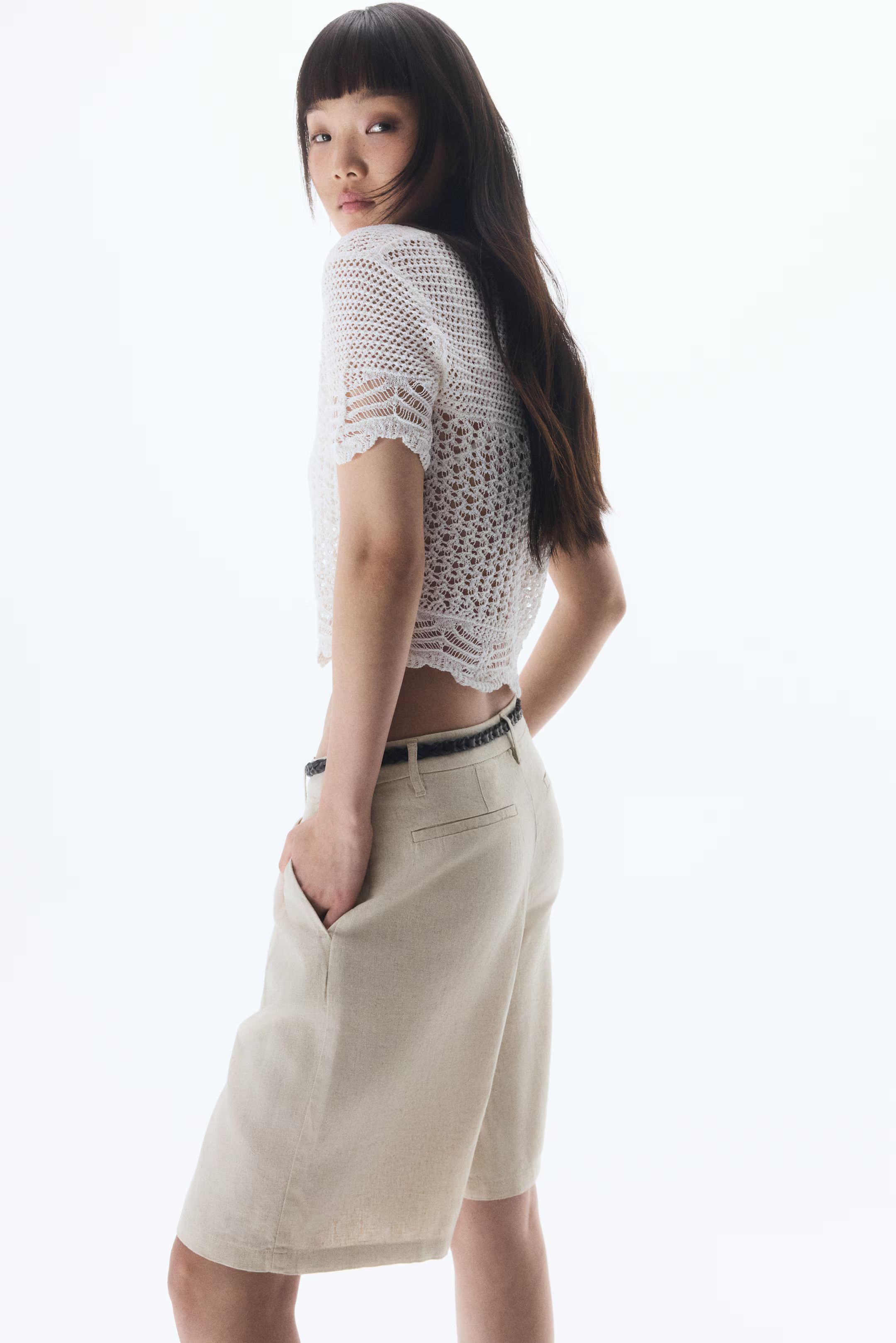 Knee-Length Linen-Blend Shorts | H&M (US + CA)