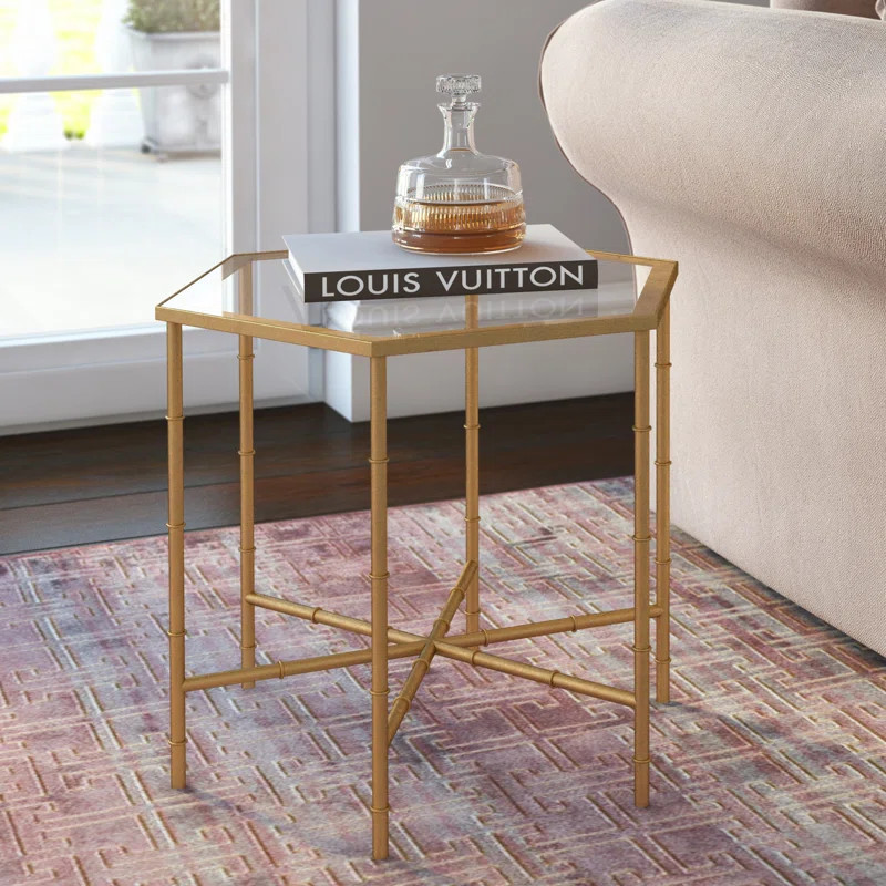 Mercer41 Oxendine Glass Top Cross Legs End Table & Reviews | Wayfair | Wayfair North America