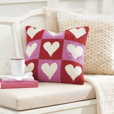 Heart Grid Pillow | Grandin Road | Grandin Road