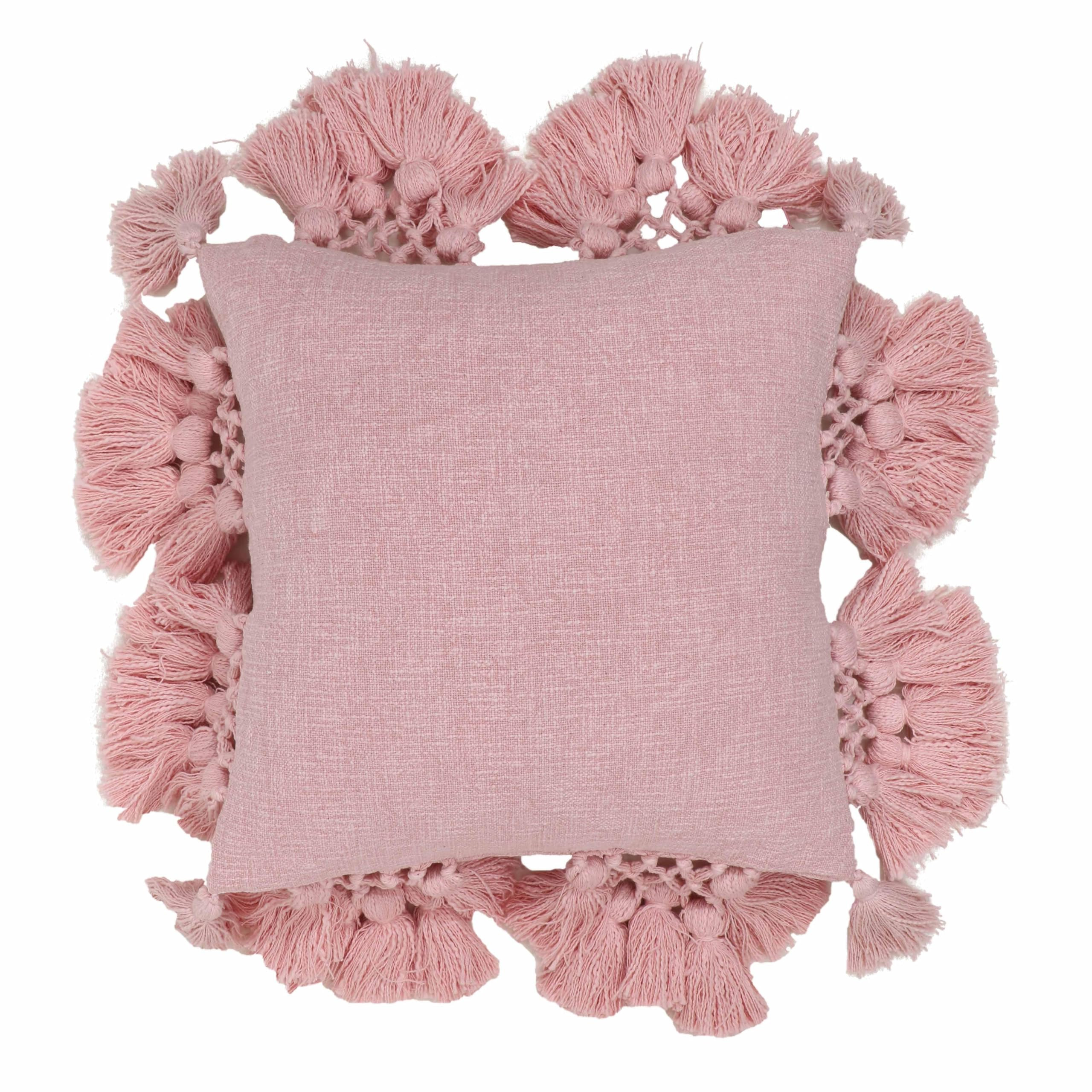 Tov Furniture Stone Washed Blush Pink Cotton Tasseled Pillow | Amazon (US)
