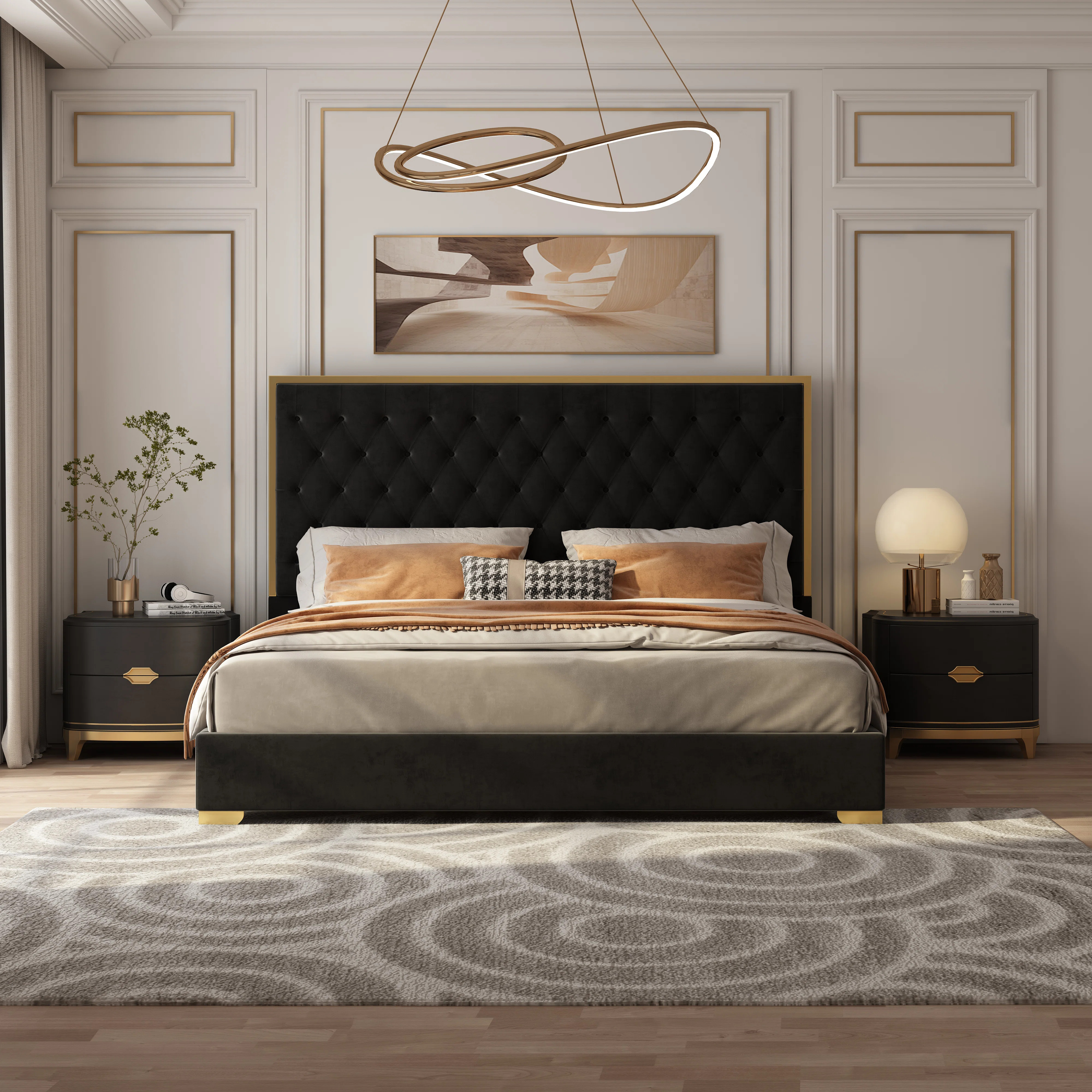 Valmar Morden Tufted Upholstered Golden Platform Bed | Wayfair North America