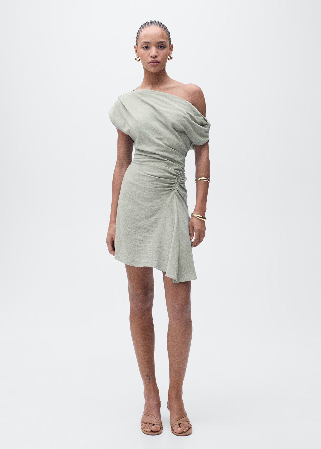 Asymmetrical draped short dress - Women | MANGO USA | Mango (US/MX/AU)