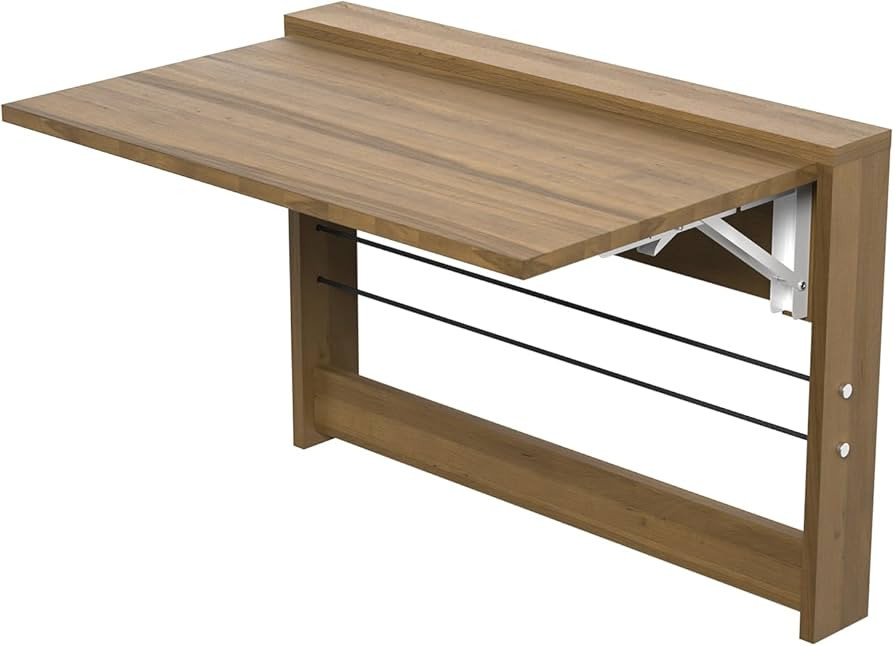 OLMPYE Wall Mounted Folding Table,Wooden Mounted Desk with Iron Bracket,Small Space Solutions,Flo... | Amazon (US)