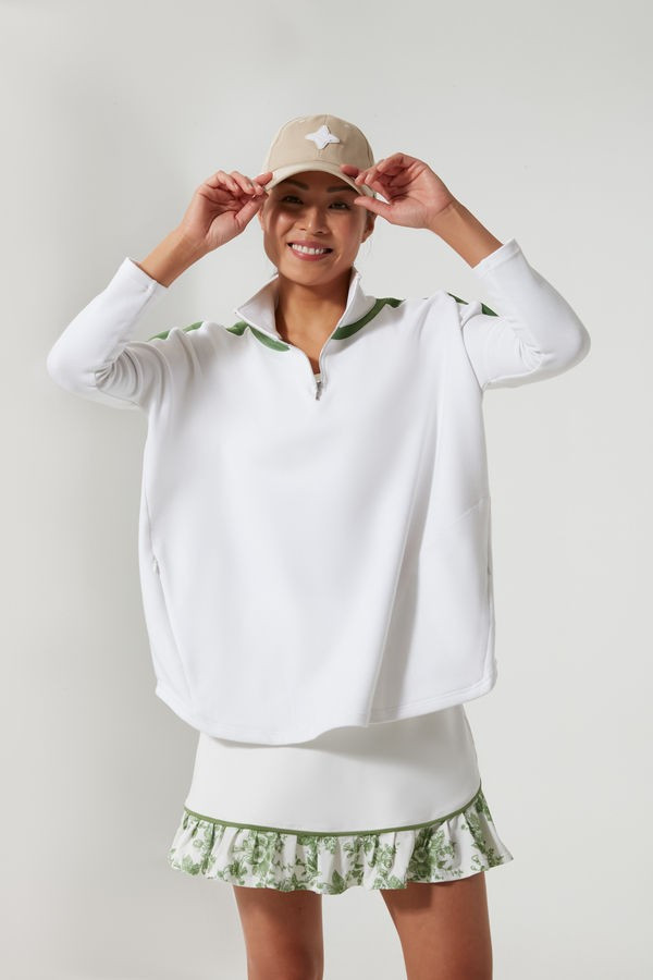 White and French Green Quarter-Zip Pullover | Tuckernuck (US)
