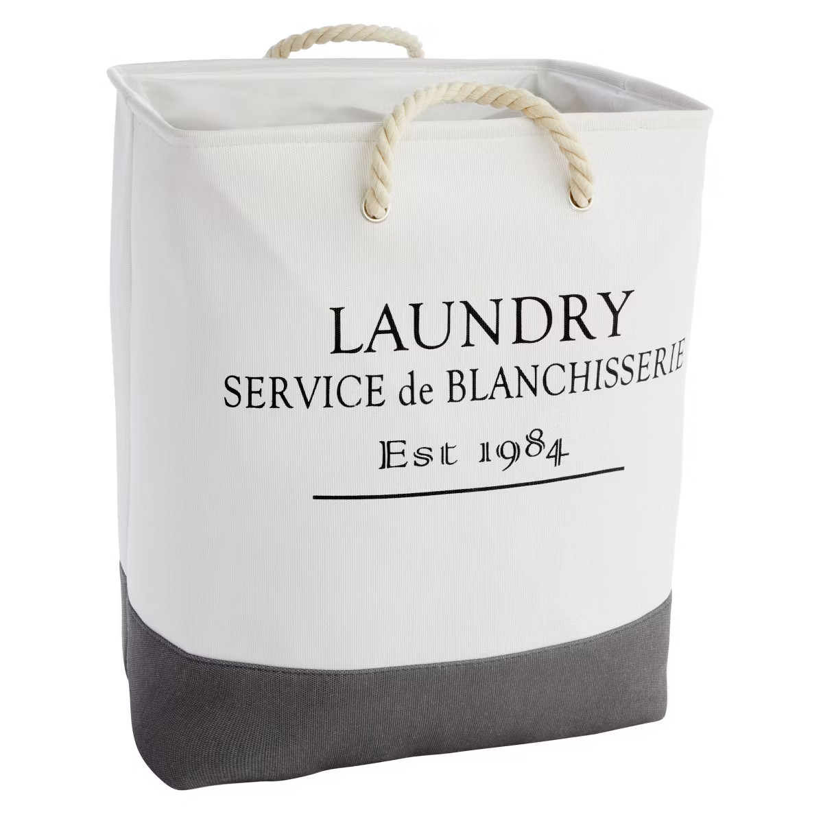 Okuna Outpost Canvas Laundry Basket with Handles for Bathroom, Bedroom White and Gray, 60 L Capac... | Target