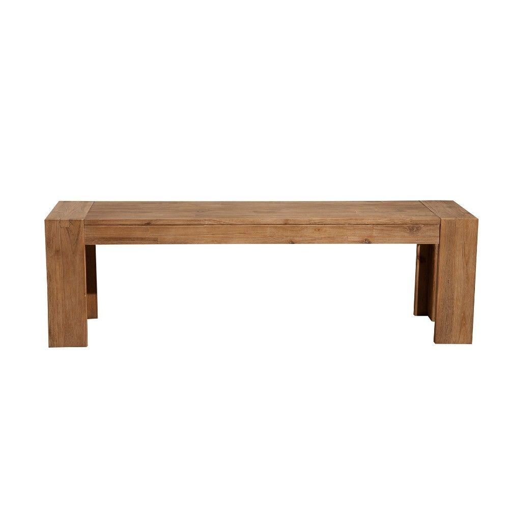 Benjara Brown Solid Acacia Wood Bench with Bracket Legs 16 in. L x 58 in. W x 18 in. H | The Home Depot