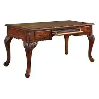 Best Master Furniture Princeton 60 in. Traditional Walnut Solid Wood Executive Desk CD100 - The H... | The Home Depot