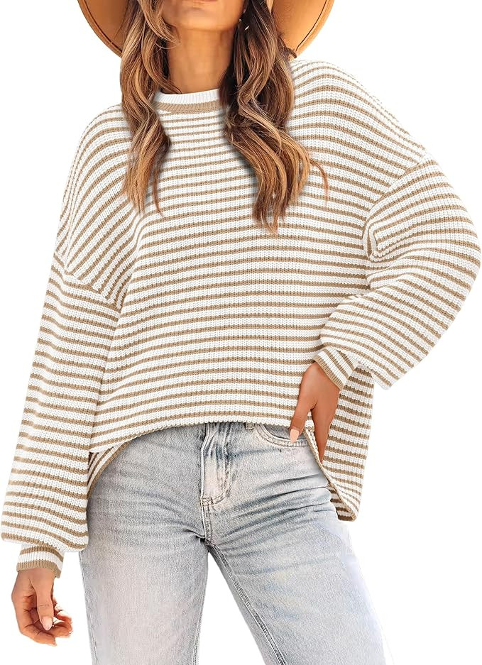 PRETTYGARDEN Women's Sweaters 2024 Puffy Long Sleeve Crewneck Soft Loose Pullover Tops Chunky Kni... | Amazon (US)