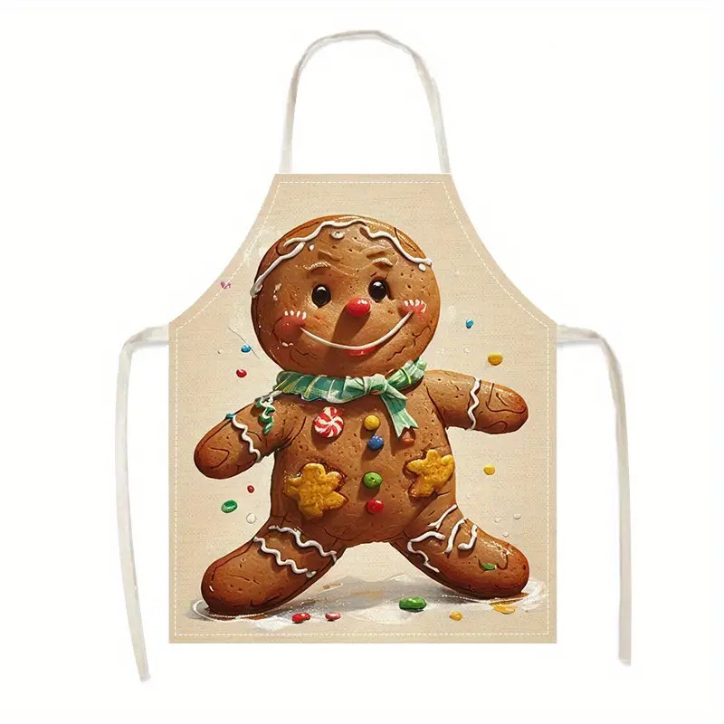 Charming Gingerbread For Man Print Linen Apron -, Ideal for Cooking & Entertaining, Parties | Temu Affiliate Program
