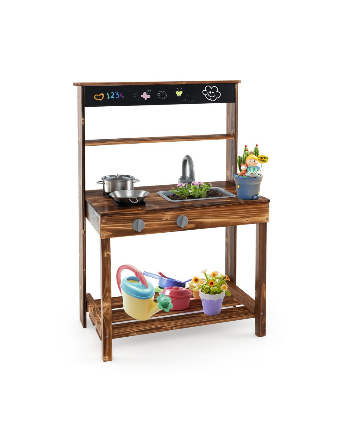 Outdoor Mud Kitchen for Kids with Rotatable Faucet and Removable Sink - Brown | Macy's