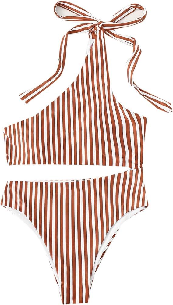 Women's Bathing Suits One Shoulder Cutout One Piece Swimsuit Swimwear Monokini | Amazon (US)