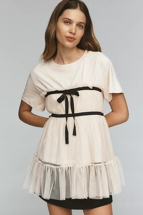 Tiered Bow Tulle T-Shirt Top | Anthropologie (US)