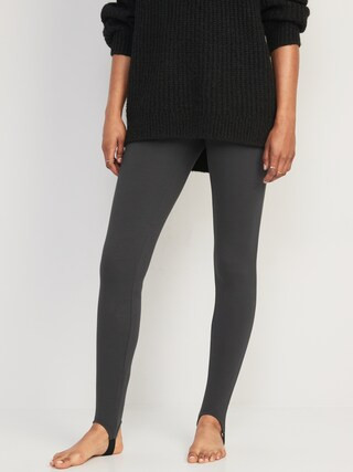 High-Waisted Fleece-Lined Stirrup Leggings for Women | Old Navy (US)