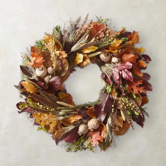 Pheasant Feather Live Wreath | Williams-Sonoma