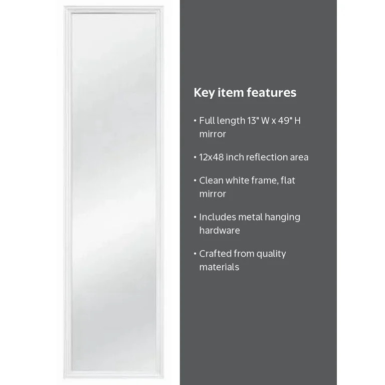 Mainstays 13x49 White Rectangle Large Wall Mirror for Bathroom or Living Room | Walmart (US)