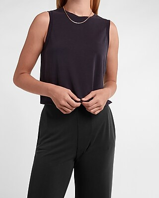 Silky Sueded Jersey Cropped Muscle Tank | Express