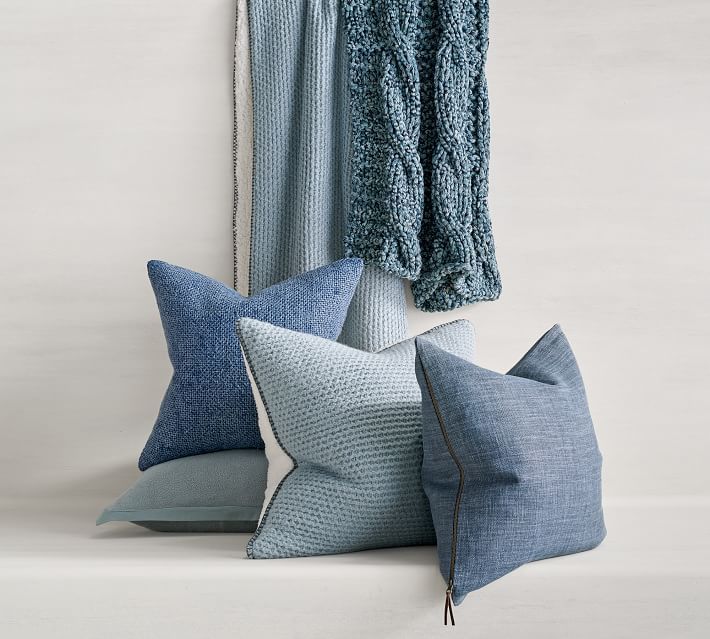 Tonal Palette Pillow Collection - Chambray Blues | Pottery Barn (US)