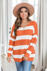 Wishing To See You Orange Striped Sweater SALE | The Pink Lily Boutique
