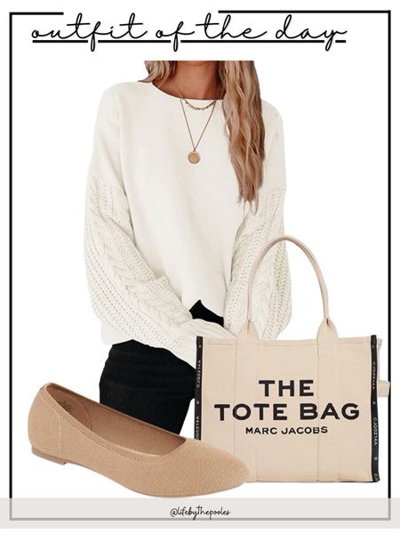 Work outfit idea with a white sweater, black jeans, ballet flats and Marc Jacob’s tote bag. 

//Amazon outfit ideas, casual outfit ideas, casual fashion, amazon fashion, found it on amazon, amazon casual outfit, cute casual outfit, outfit inspo, outfits amazon, outfit ideas, Womens shoes, amazon shoes, Amazon bag, purse, size 4-6, early spring outfits, winter to spring transition outfit, spring work wear, neutral outfit, old navy jeans #ltksalealert #ltkitbag #ltkfindsunder100 #ltkshocrush 

#LTKfindsunder50 #LTKworkwear #LTKstyletip