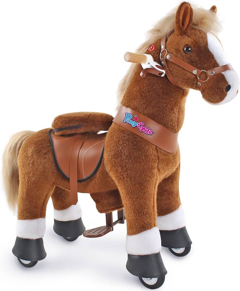 PonyCycle Official Classic U Series Ride on Horse Toy Plush Walking Animal Brown Horse Size 3 for... | Amazon (US)
