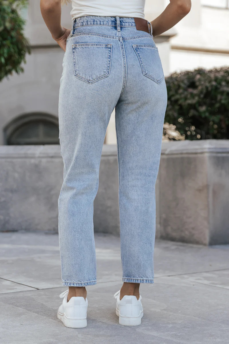 Hidden Light Wash Distressed Straight Jeans | Magnolia Boutique | Magnolia Boutique
