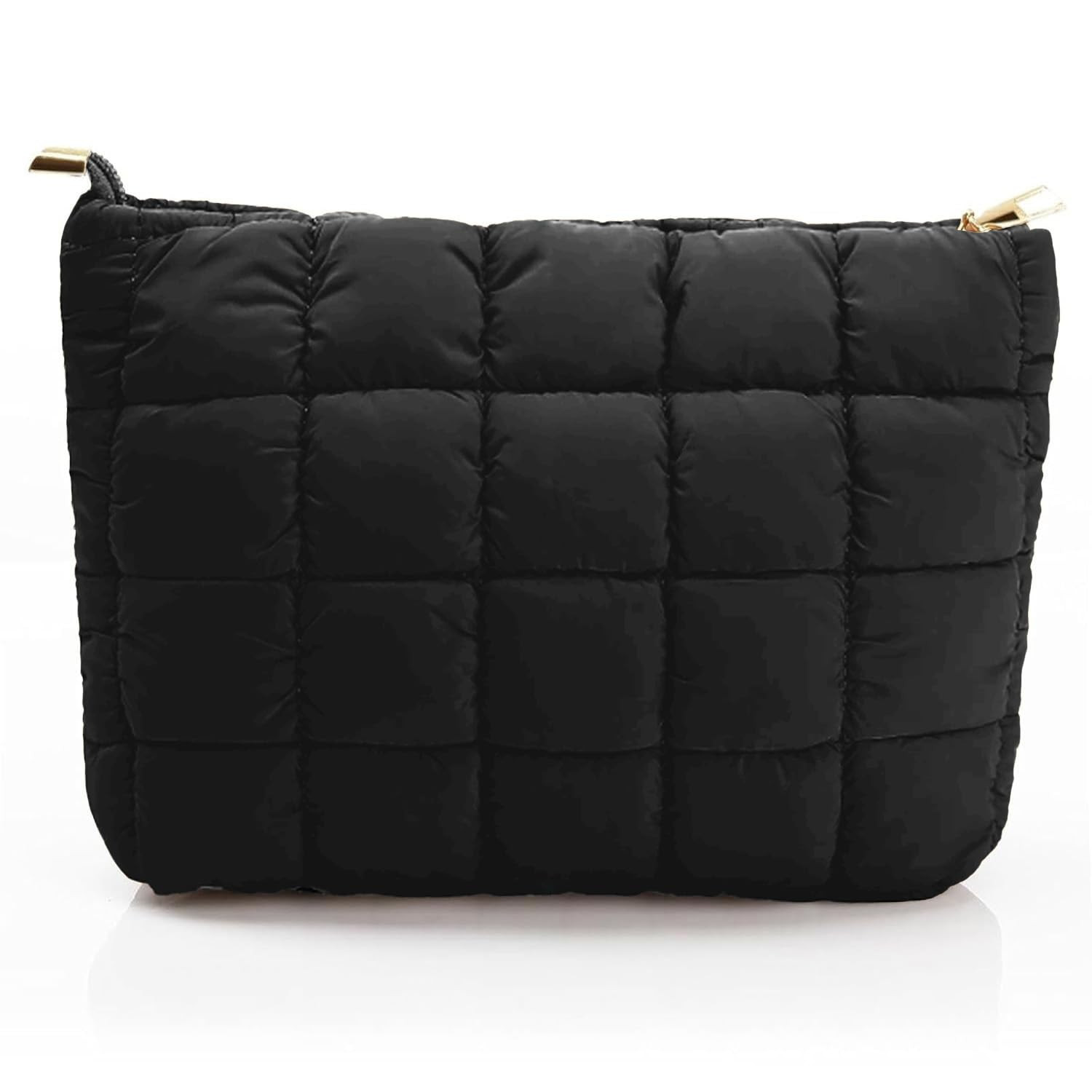 Hillban 1 Pcs Black Puffy Quilted Makeup Bag Quilted Cosmetic Bag Cute Puffer Toiletry Checkered ... | Amazon (US)