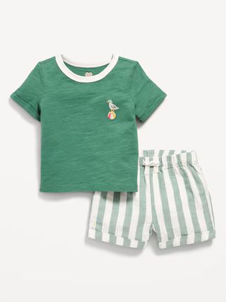 Little Navy Organic-Cotton Graphic T-Shirt and Shorts Set for Baby | Old Navy (US)