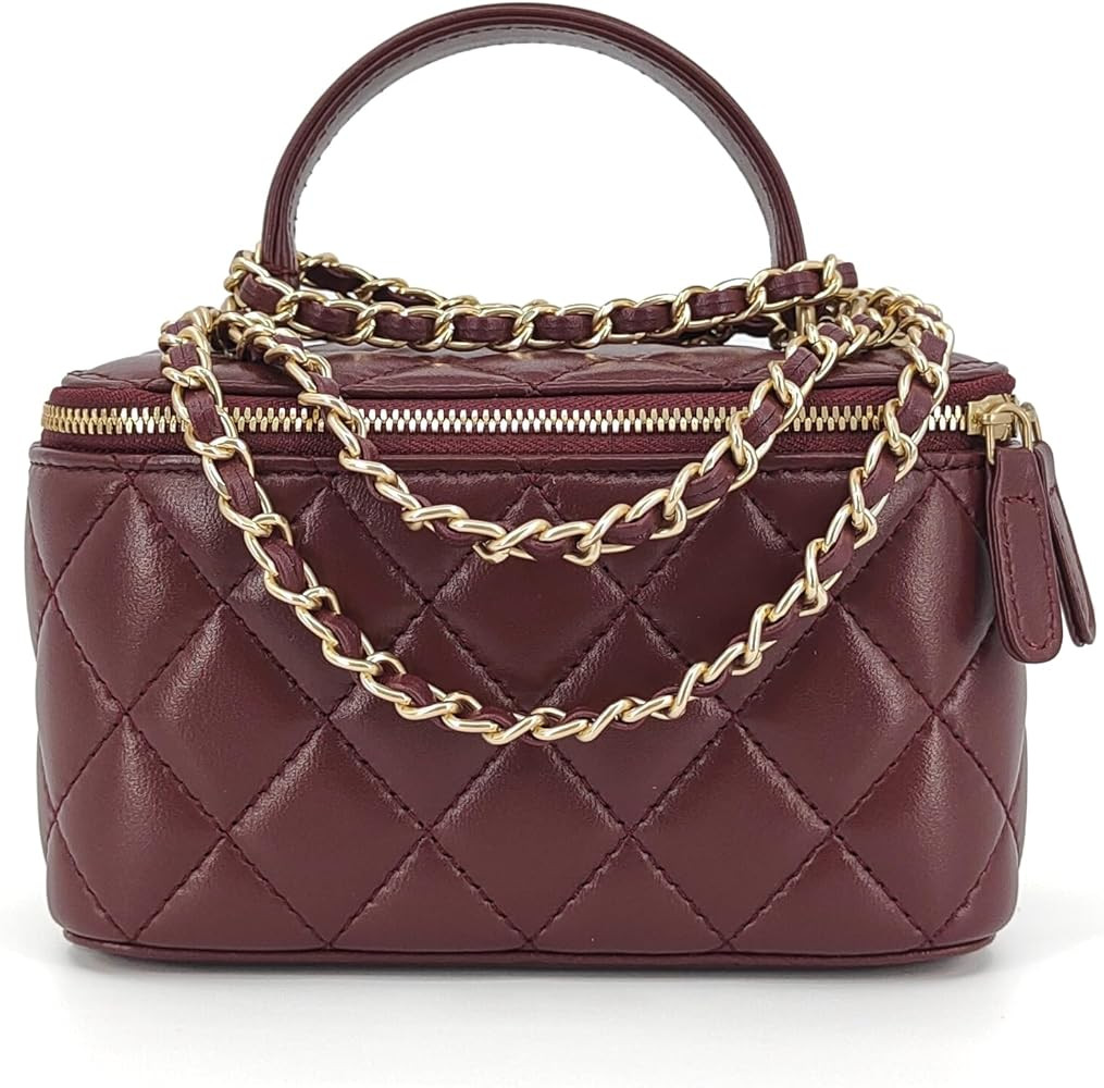 Small Genuine Leather Purse Quilted Crossbody Bag for Women, Mini Top-Handle Shoulder Handbag w/G... | Amazon (US)