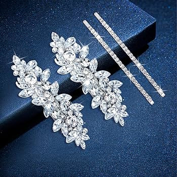 WHAVEL 4PCS Silver Rhinestone Hair Clips - Bride Barrettes Fancy Wedding Prom Formal Hair Accesso... | Amazon (US)