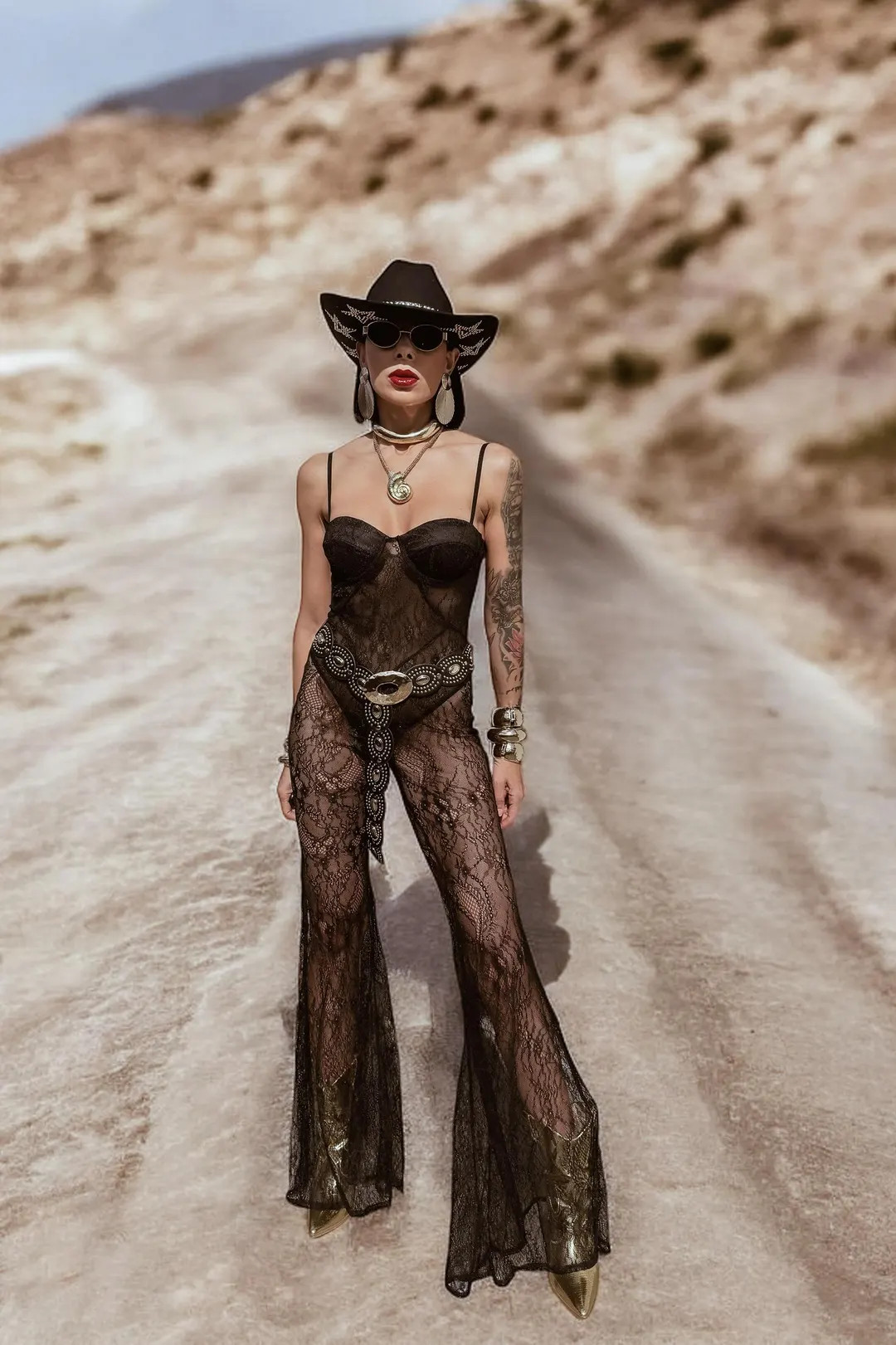 Lace Bell Bottom Jumpsuit: Western Cowgirl Festival Outfit | Etsy (US)