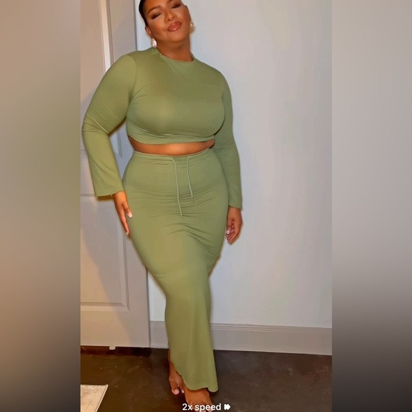 SHEIN Sage Green Women's Maxi Skirt set | Poshmark