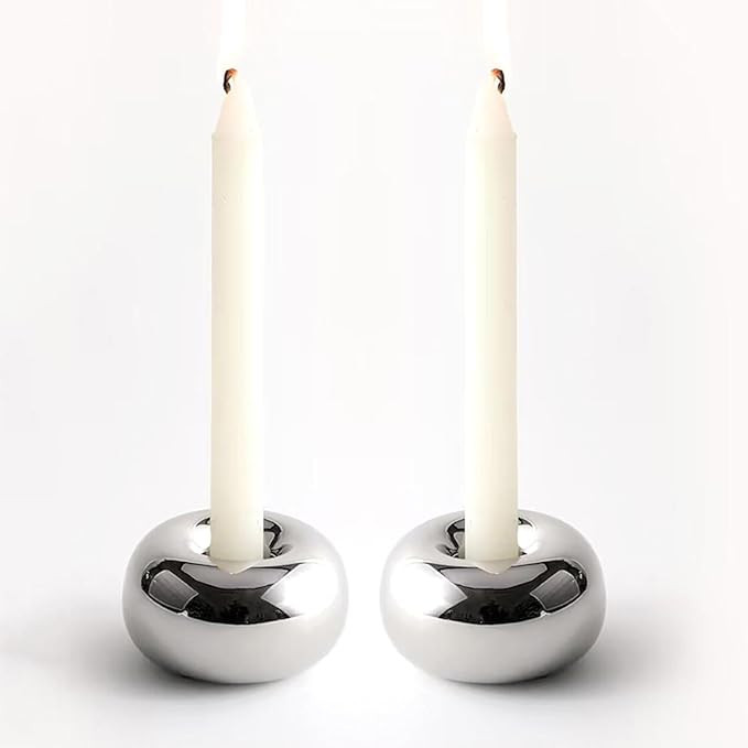 Silver Modern Doughnut Shaped Candlestick Holder, Small Decorative Taper Candle Holder for Bathtu... | Amazon (US)