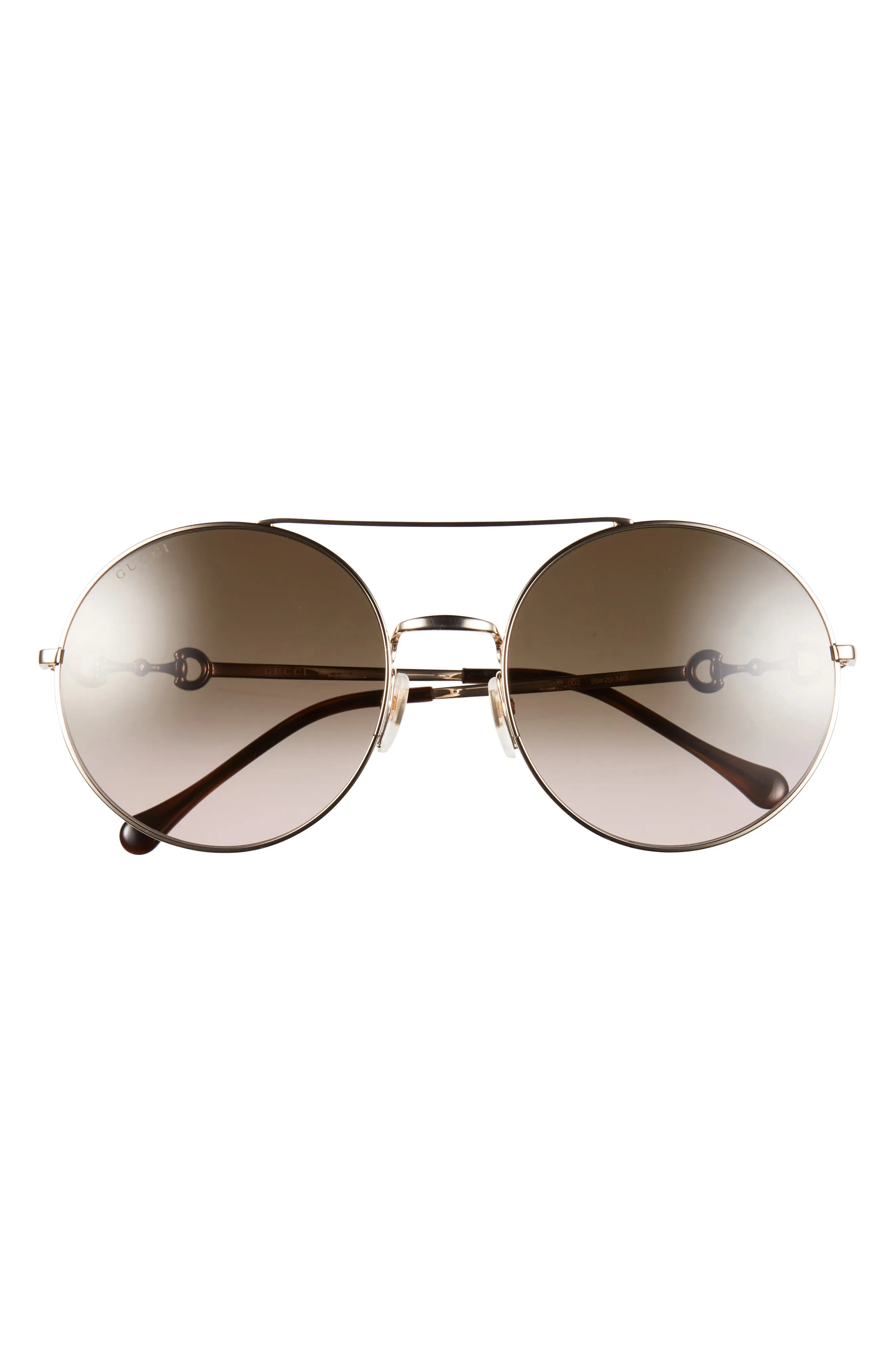 Gucci 59mm Aviator Sunglasses in Gold Gold Brown at Nordstrom Rack | Nordstrom Rack
