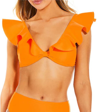 Solid Bonded Ruffle Bralette Swim Top | Dillard's