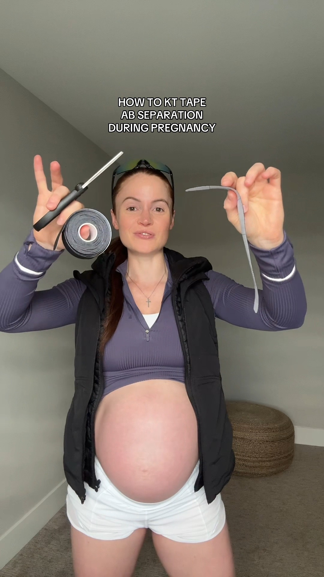 This is what works for me! I'm now 35 weeks pregnant & started this about a month ago when I started to experience sensitivity / pressure around my belly button while running. There's different ways to tape depending on the kind of support you need...when in doubt always recommend seeing a pelvic PT 🫶 

#LTKBump #LTKBaby #LTKActive