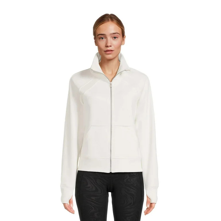 Avia Women's Plush Mixed Rib Mock Neck Full Zip Jacket, Sizes XS-XXXL | Walmart (US)